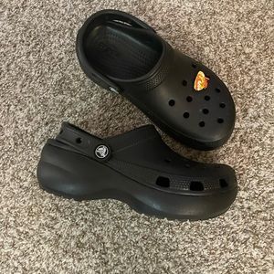 Black classic platform crocs